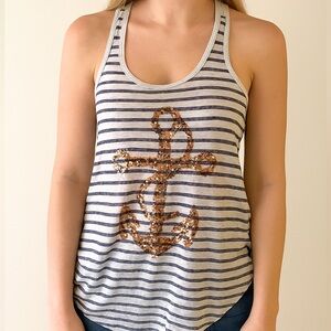 Milky way Striped Anchor Sequin Tank Top